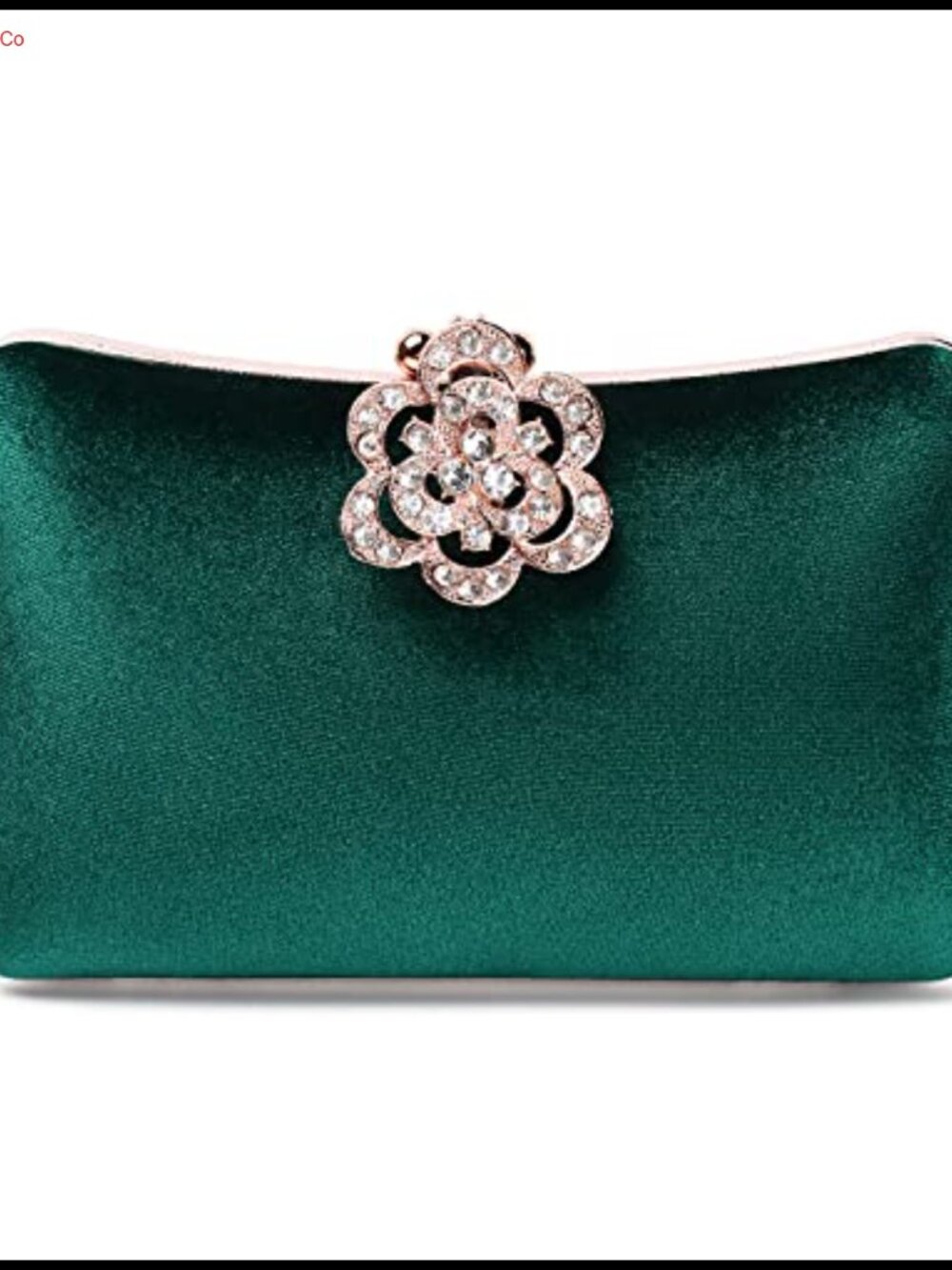 Velvet Rhinestone Crystal Embellished Clutch Evening Bag Flower Closure